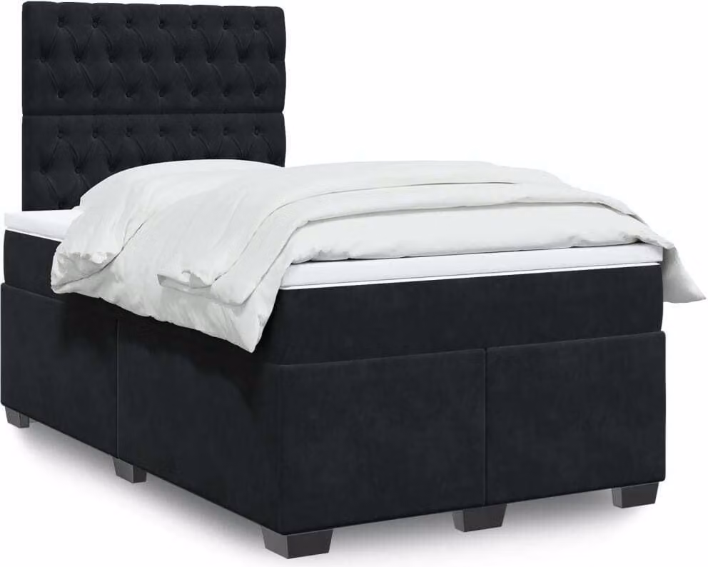Maison Exclusive - Giroletto a Molle con Materasso Nero 120x190 cm in Velluto