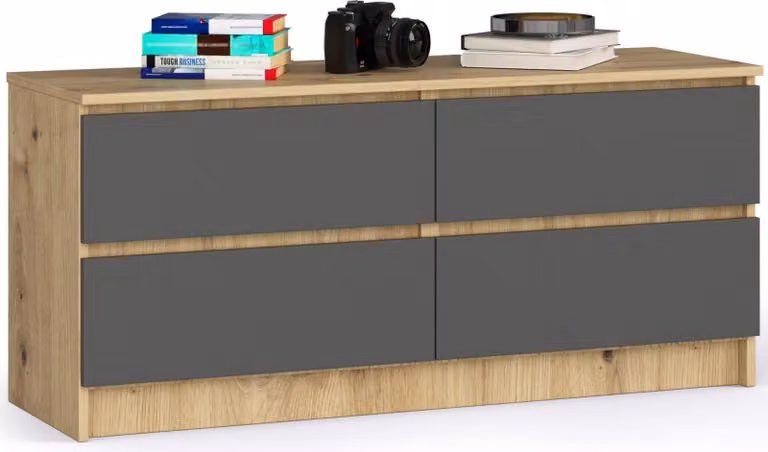 Komò K120 4 cassetti in rovere con finitura ARTISAN e frontale grigio