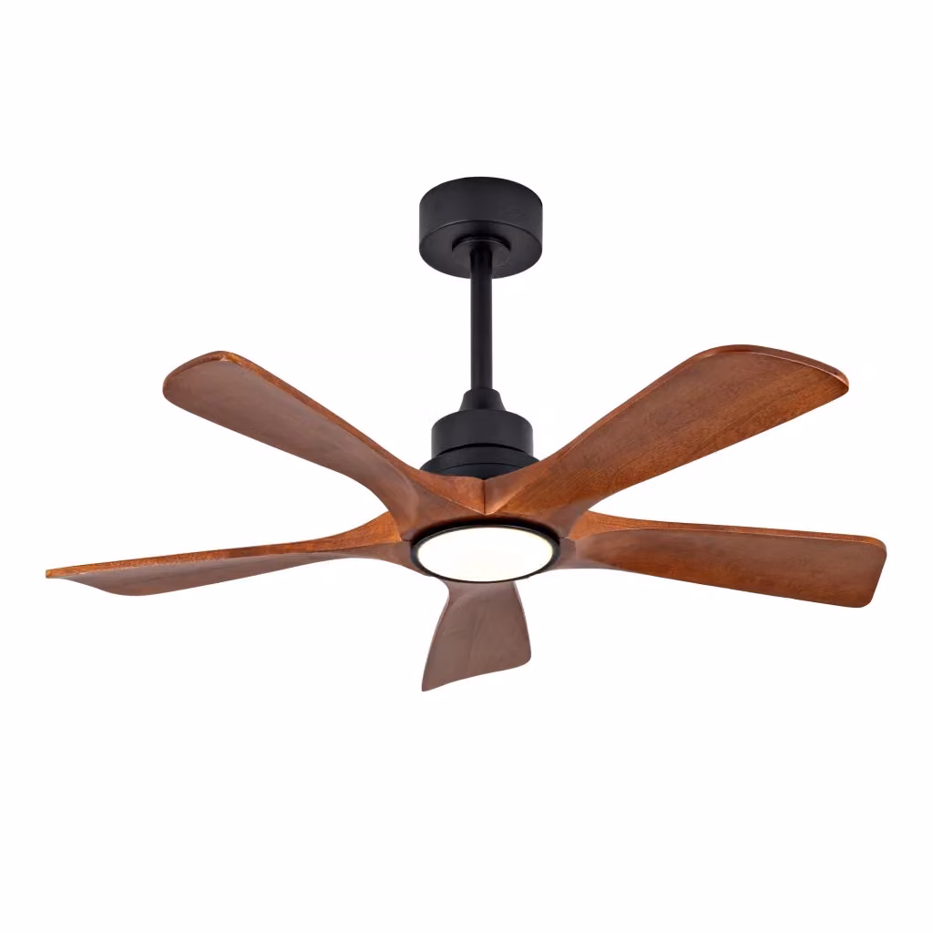 Ventilatore da soffitto Minimal con luce LED e telecomando, 5 pale, 6 velocità, funzione inversa e dimmerabile 3CCT, nero e legno – 2