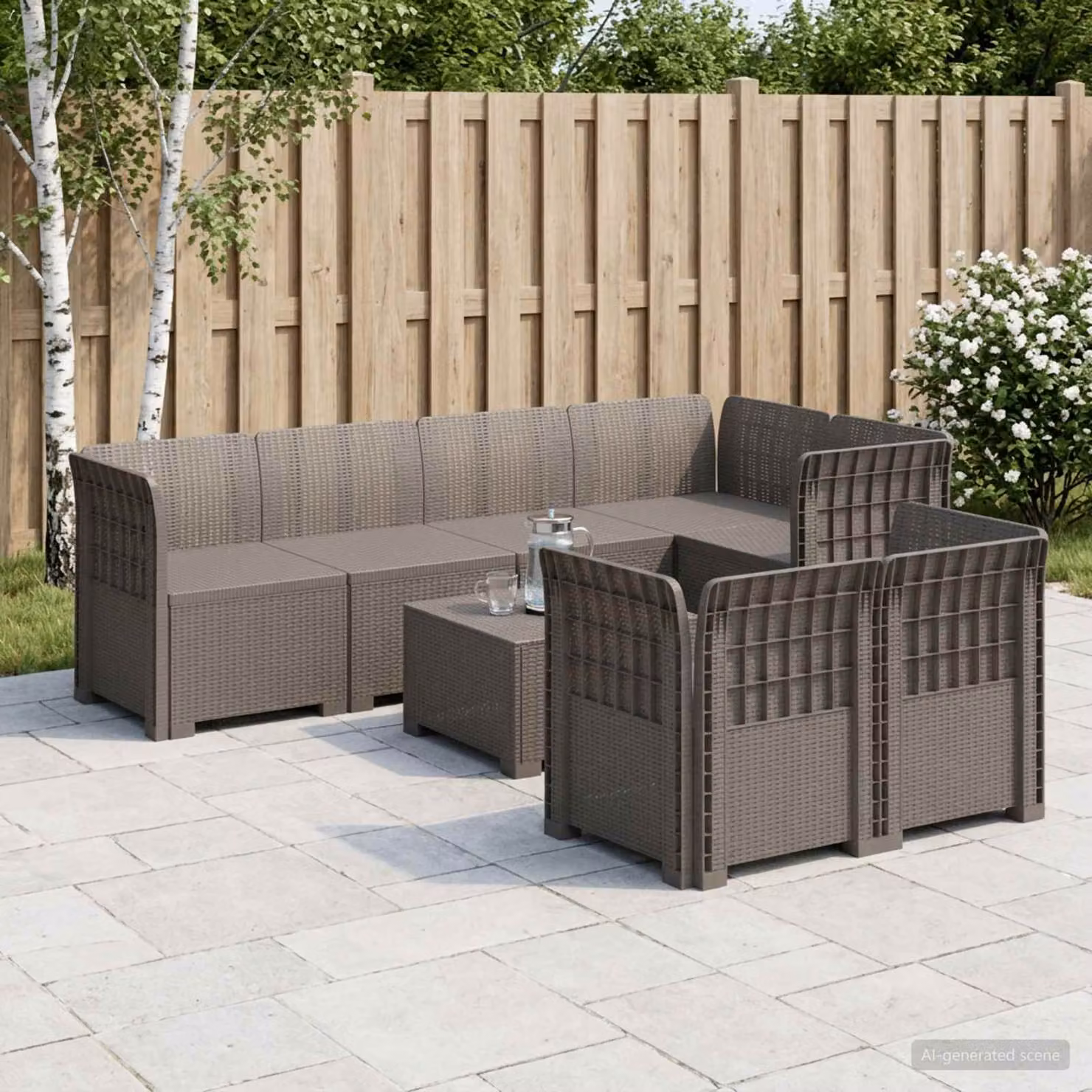 vidaXL Divano da Giardino a L con Sedute Imbottite in Rattan e Plastica Grigio