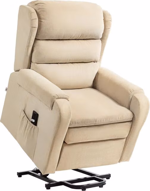 Poltrona Alzapersona Reclinabile con Poggiapiedi ¨C Minimal ¨C Velluto Crema 85x88x109 cm