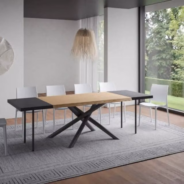 Tavolo allungabile moderno Itamoby in legno rovere e metallo, L/P: 140-240 x 90 cm, colore rovere e antracite