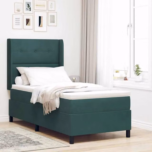 Letto a molle con testiera in velluto verde vidaXL L/P: 80 x 200 cm – 1