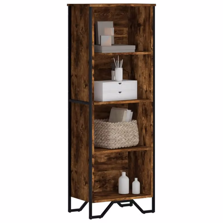Libreria moderna vidaXL in rovere fumo e legno, colore marrone, L 50 cm x P 31 cm x H 137,5 cm