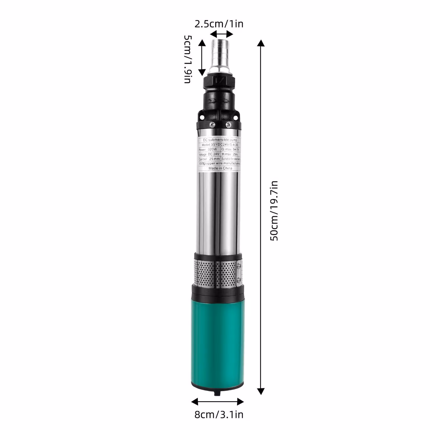 Pompa per pozzi profondi, pompa sommergibile, 4500 giri/min, 24 V, argento