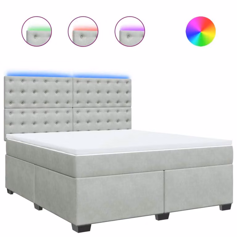 Giroletto a Molle con Materasso Grigio Chiaro 180x200cm Velluto