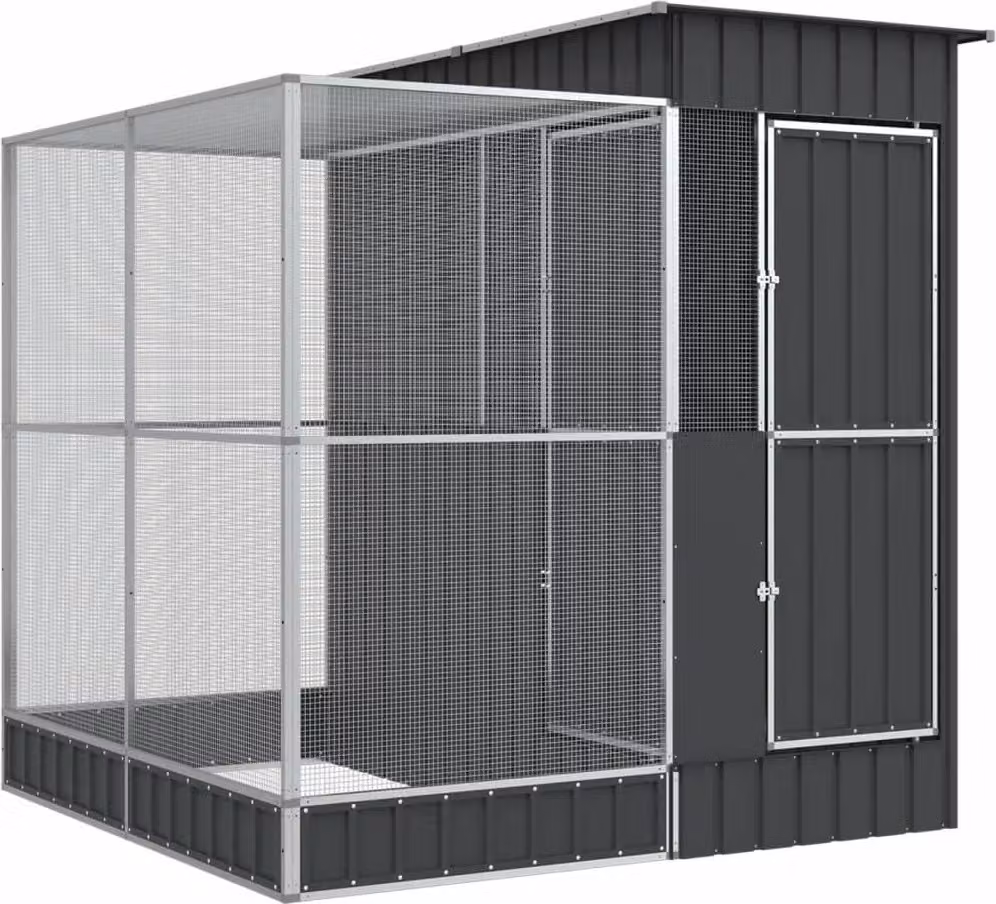 Voliera con Estensione Argento 209x203x216 cm Acciaio