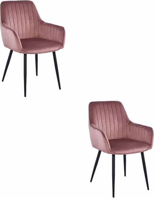 Set di 2 sedie Solden in velluto rosa con gambe nere