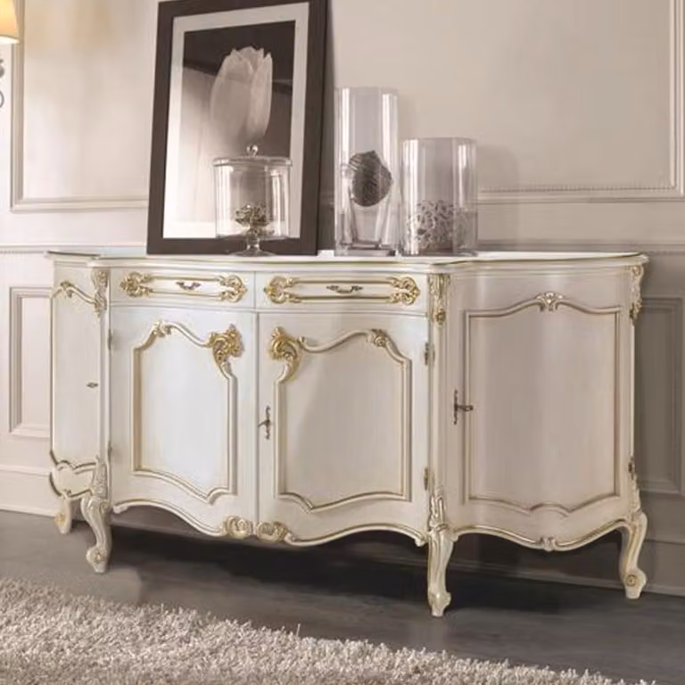Casa Padrino Luxury Baroque Sideboard White / Gold 185 cm - Mobili barocchi - Italy