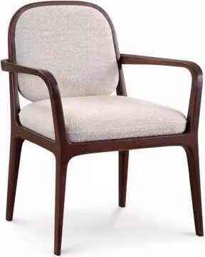 Designer Grauer Polsterstuhl Esszimmer Möbel Braunes Holzgestell Sessel Stuhl