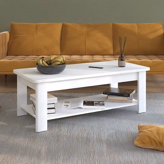Tavolino da salotto moderno DMORA Pella bianco L: 126 cm, P: 60 cm, H: 45 cm – 1