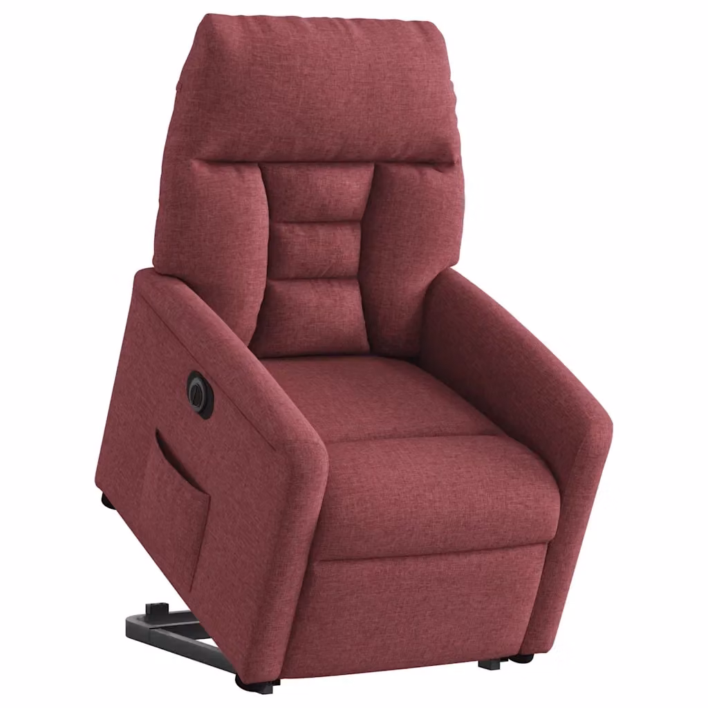 Poltrona Alzapersona Reclinabile Elettrica vidaXL in Tessuto Rosso con Braccioli per Senior – 2