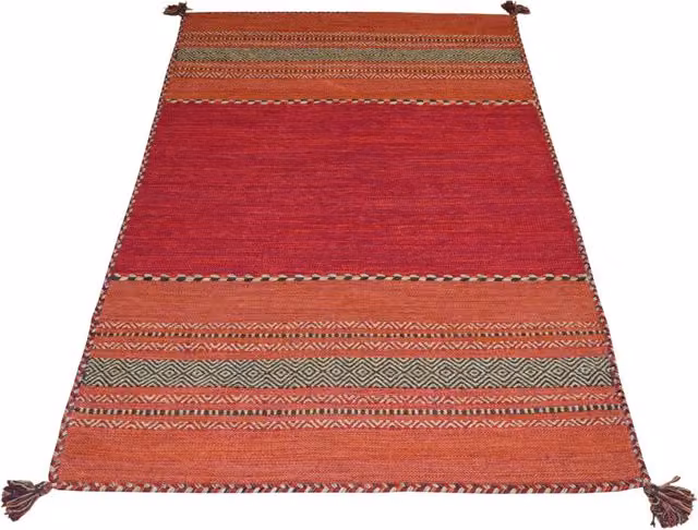 Tappeto Kilim Antique Pierre Tappeti Rosso L: 160 cm, P: 230 cm, tessuto a mano in cotone e ciniglia – 1
