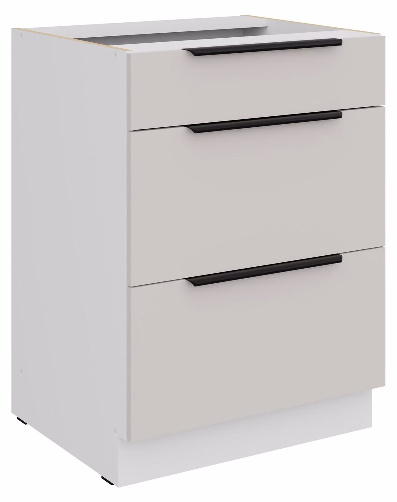 Mobile base da cucina 60 cm COMO, color cashmere beige opaco + bianco opaco, cassetto a estrazione totale con chiusura ammortizzata, cucina, cucina a incasso, blocco cucina