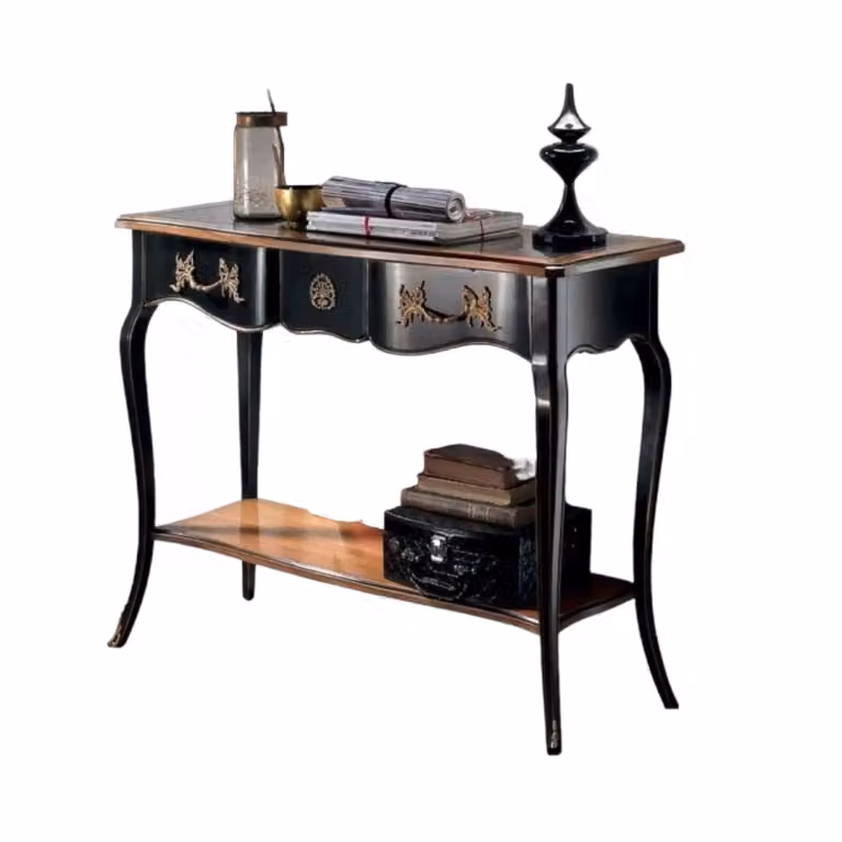 Consolle classica 700 in legno stile shabby nero e oro Mobili 2G L/P/H: 100 x 36 x 78 cm