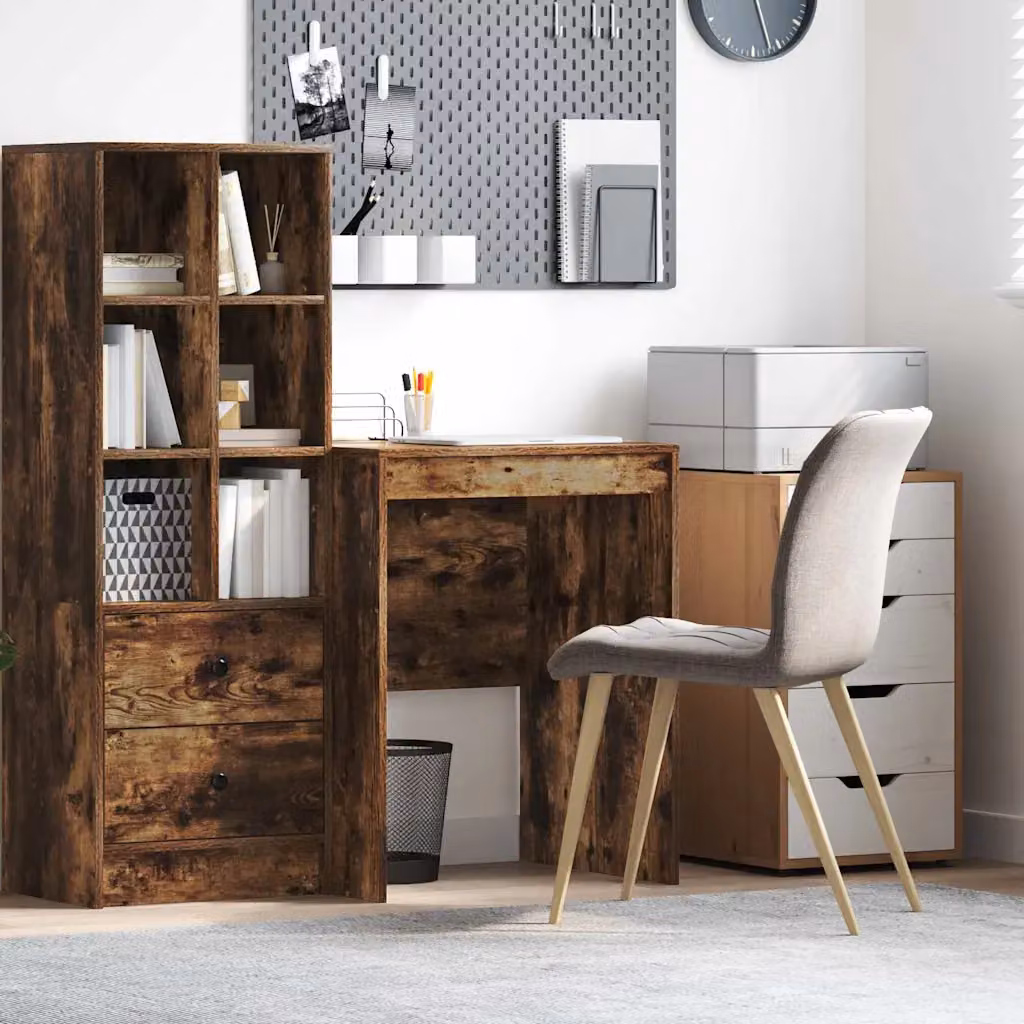 Scrivania minimalista vidaXL in legno rovere color marrone L: 60 cm, P: 50 cm, H: 76 cm