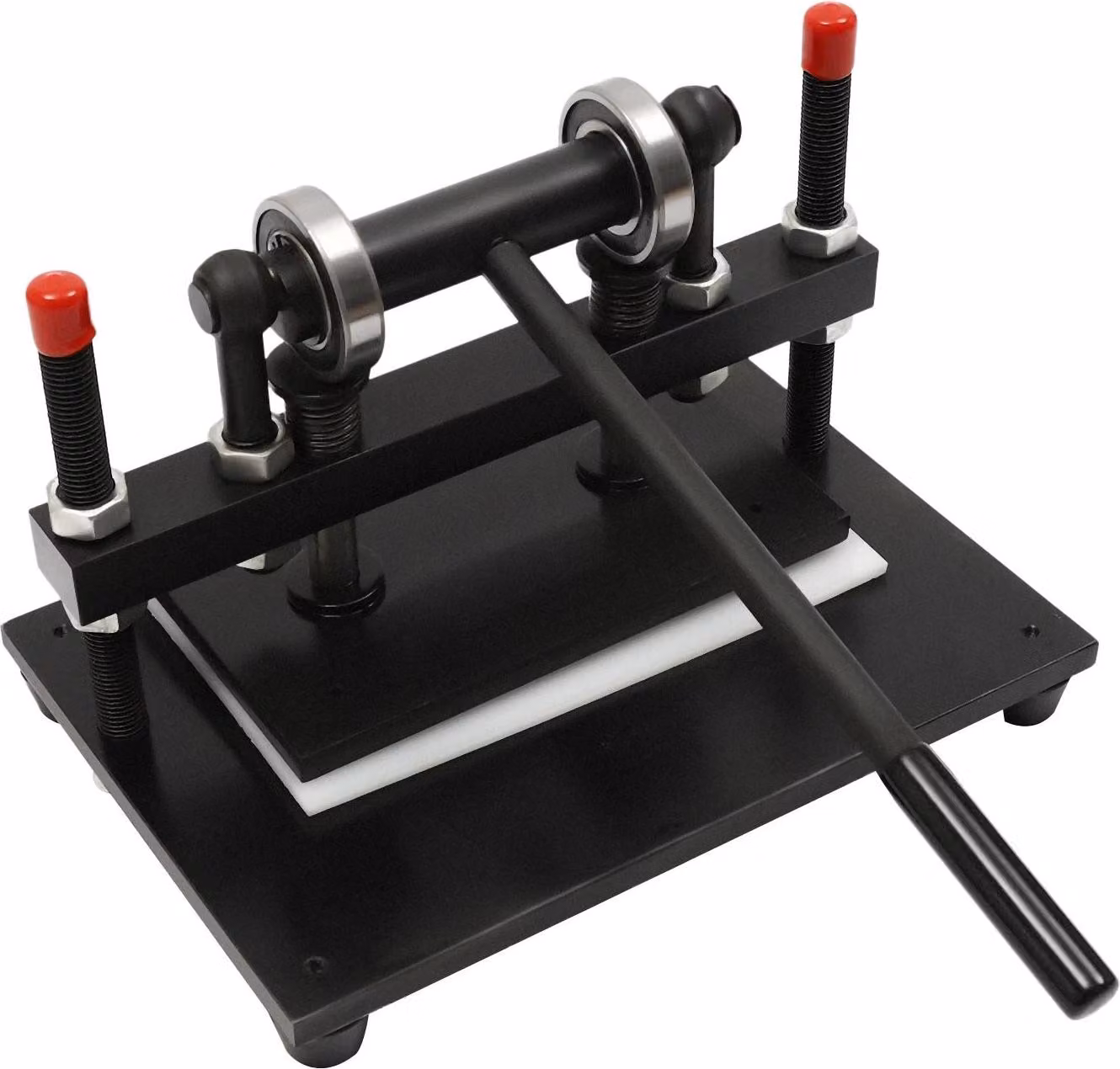 Pressa manuale per pelle 2 t - Macchina per punzonatura e taglio - Larghezza di avanzamento 31 cm - Corsa 15 mm - Spessore del materiale 0-100 mm - Acciaio al silicio-manganese e nylon - Nero