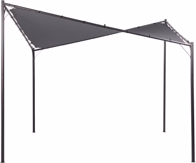 Gazebo da giardino Beliani con struttura in metallo e tessuto grigio, L/P/H: 300 x 300 x 260 cm