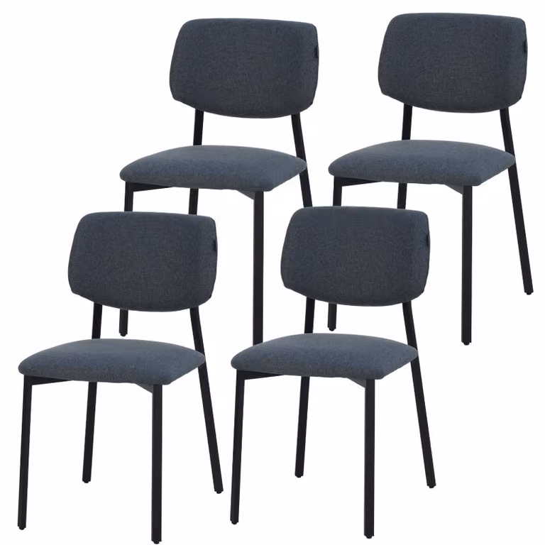 RAVINO sedia di design A21- set di 4 sedie da pranzo imbottite con rivestimento in tessuto, sedia da cucina moderna con schienale, sedia, trasportabile fino a 110 kg- blu