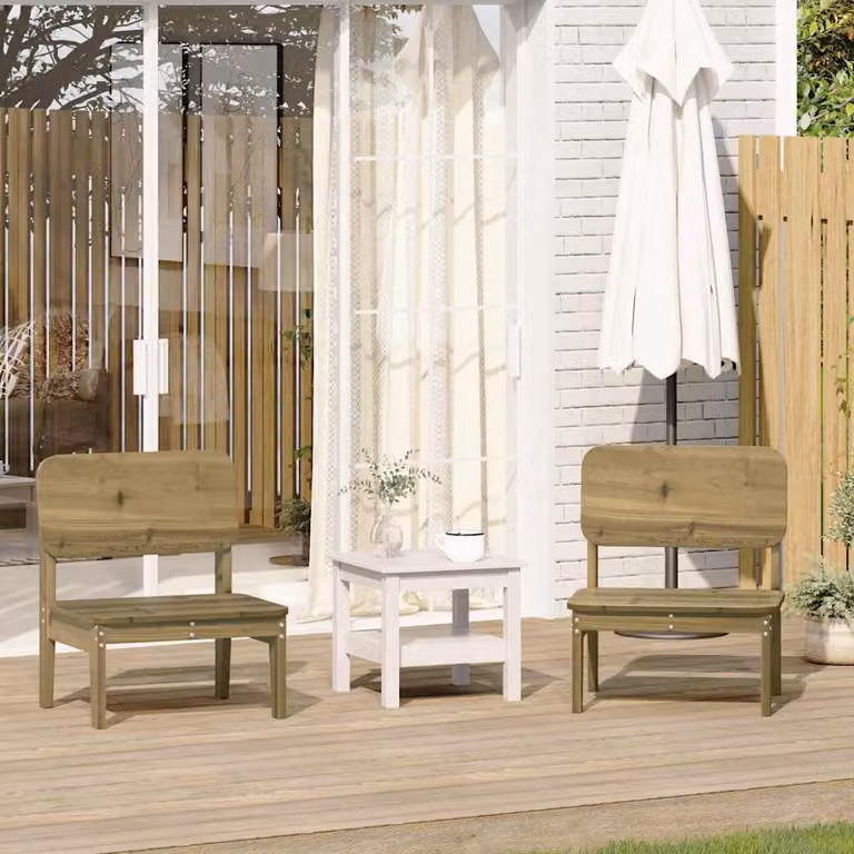 Set di 2 sedie da giardino vidaXL in legno di pino impregnato marrone, L: 60 cm, P: 52,5 cm, H: 72 cm