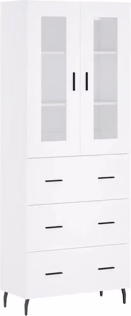 Credenza | Madia | Buffet da pranzo | Armadio da pranzo Bianca 69,5x34x180 cm in Legno Multistrato