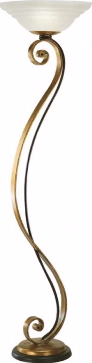 Lampada da terra in stile barocco "Casa Padrino", placcata in oro con paralume in vetro - 185 x 50 cm - Lampada da terra artigianale, prodotta in Italia