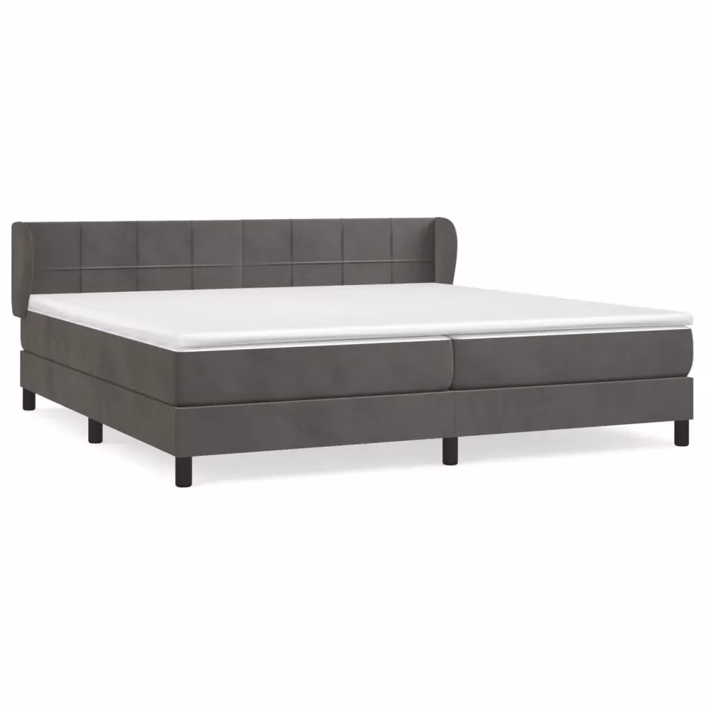 Giroletto a Molle con Materasso Ibrido vidaXL in Velluto Grigio e Legno di Larice, L/P: 200 x 200 cm – 2
