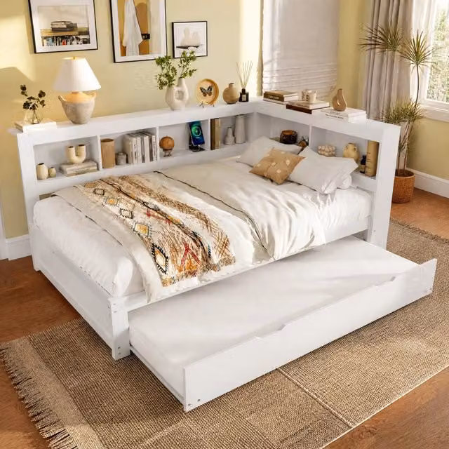 Divano letto 140x200 cm con letto estraibile; 2 cassetti; presa e 2 USB; bianco