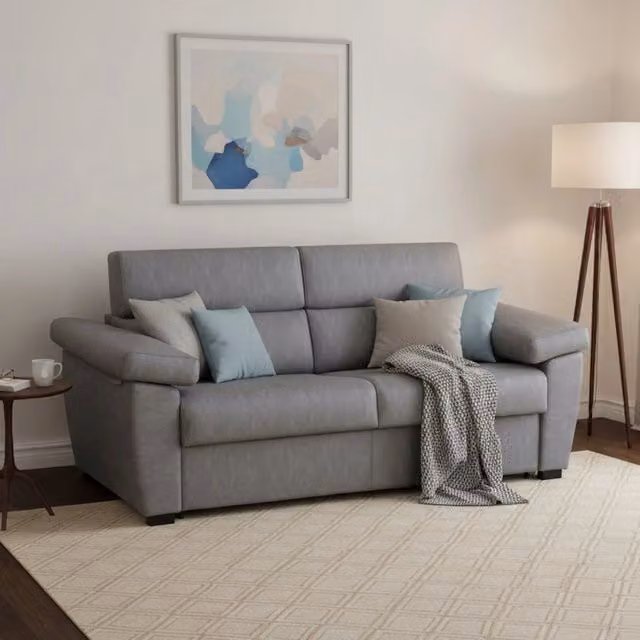 Divano Letto Trino DMORA 3 Posti Sfoderabile Grigio Made in Italy L: 225 cm, P: 95 cm – 1