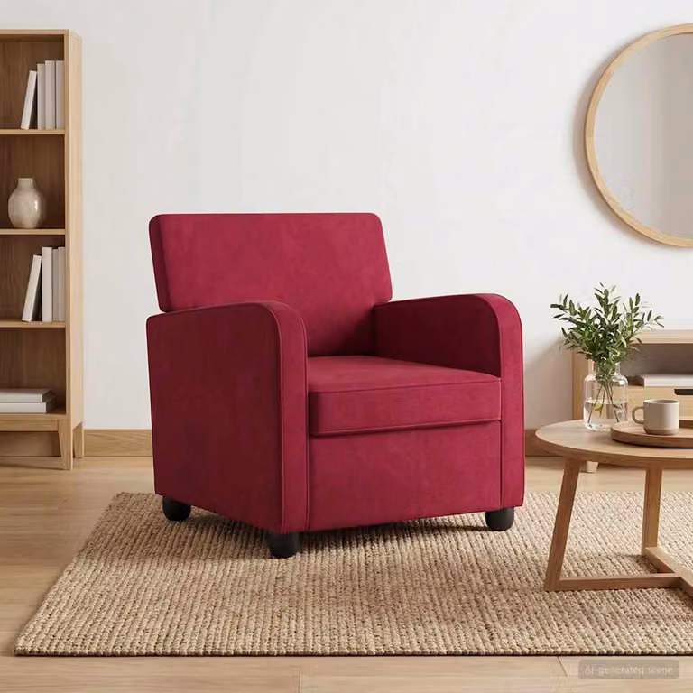 Poltrona moderna vidaXL in velluto rosso con braccioli per soggiorno e camera da letto