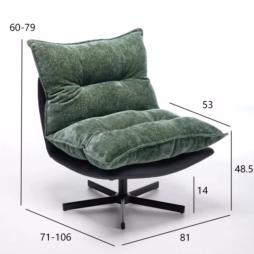 Poltrona girevole REDOM con schienale regolabile a 3 posizioni, rivestimento in tessuto e similpelle, colore verde scuro e nero, L/P/H: 72 x 60 x 44 cm – 2