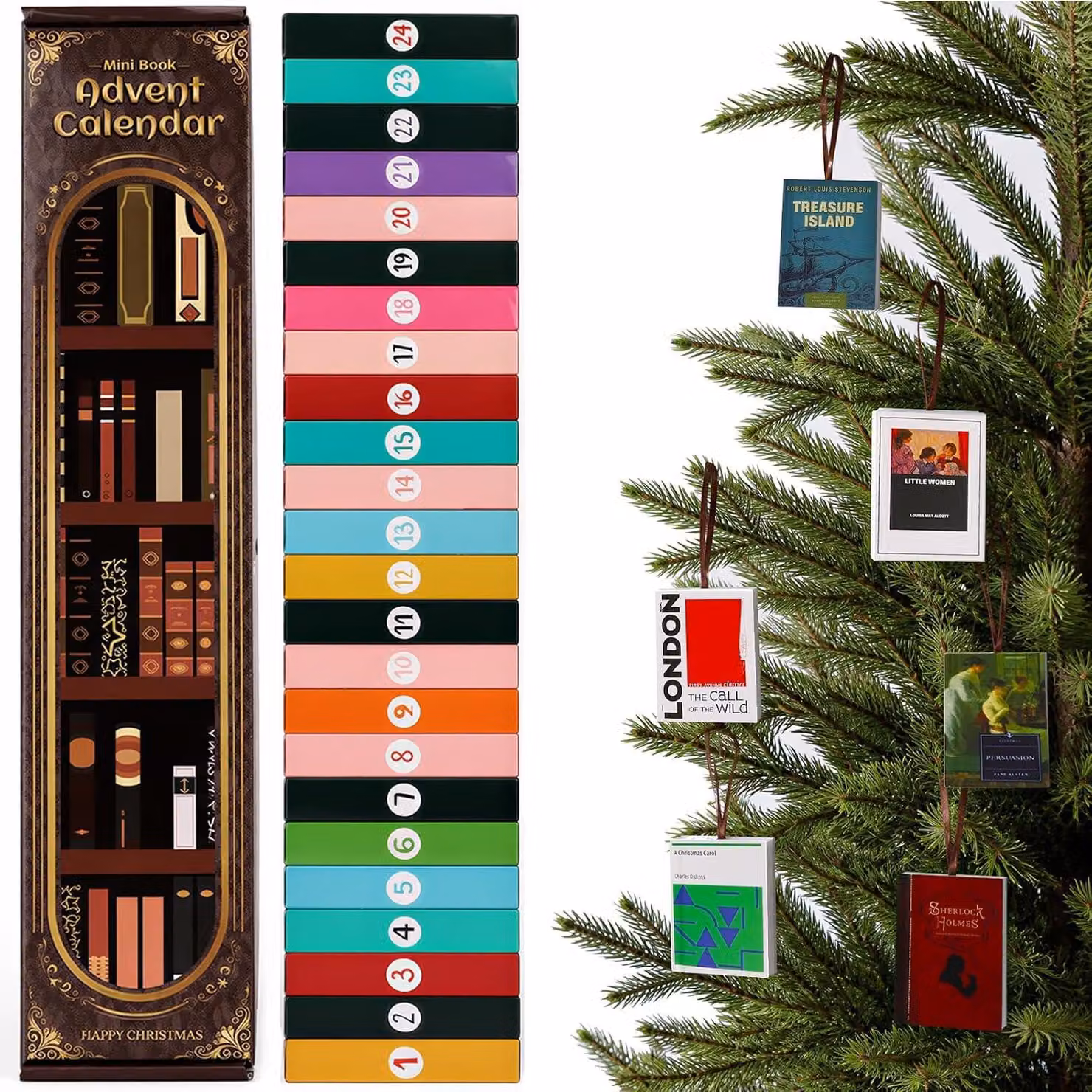 Calendario dell'Avvento Mini, set di libri classici - 24 pezzi, libri in copertina rigida della collana "Tiny World"