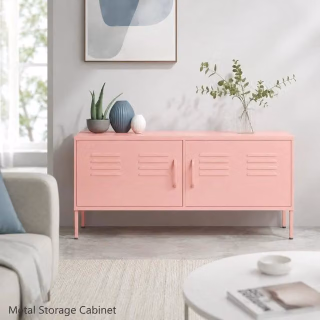 TV Cabinet Pink 105x35x50 Cm Steel