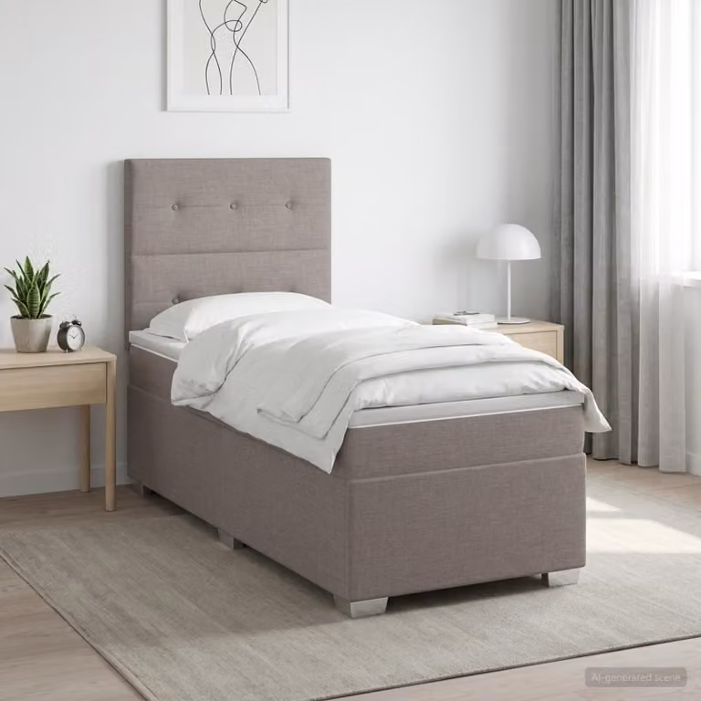 Letto box spring con materasso vidaXL in tessuto Tortora L: 80 cm, P: 200 cm