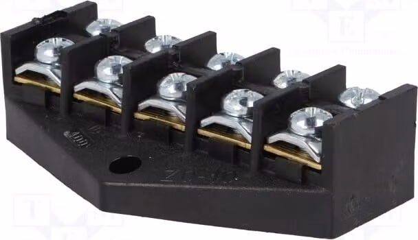 1 x Barra di connessione, 400V, numero di vie: 5, sezione: 10 mm², morsetto a vite. Morsetti: 10, modello W-10178. Barre di connessione