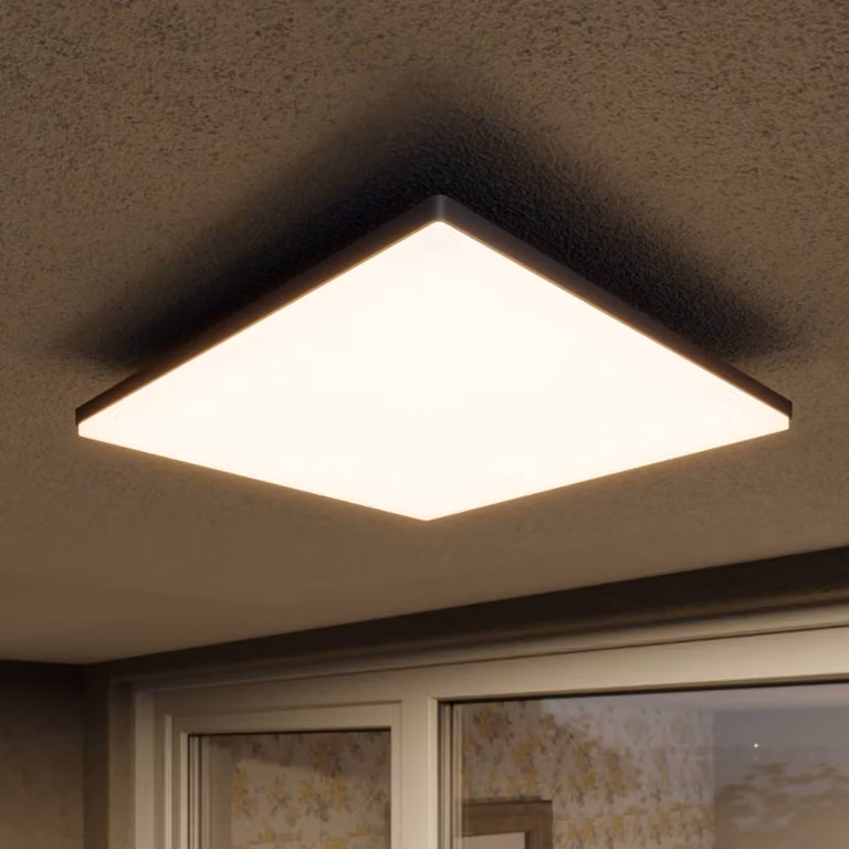 Plafoniera quadrata da esterni LED Henni Lucande, Alluminio / Grigio / Zincato, Moderno, Plafoniere LED