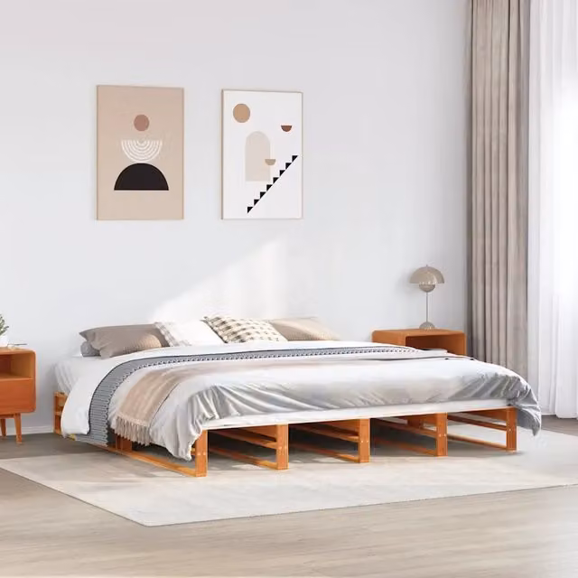 Letto senza Materasso-Struttura Letto Marrone Cera 180x200 cm in Legno di Pino 652412