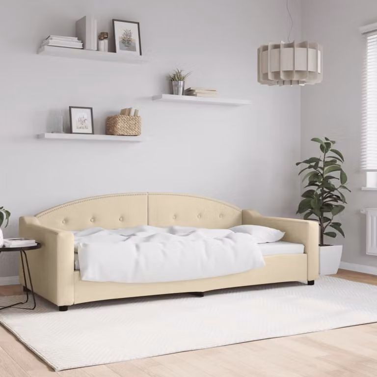 Maison Exclusive - Letto a giorno color crema, 90x200 cm, rivestito in tessuto