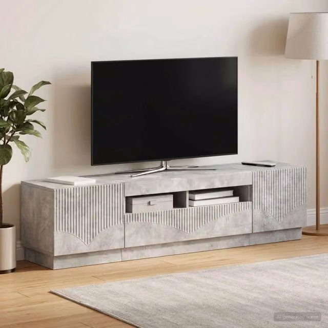 Mobile TV LED HOORN 3 pz Grigio Cemento Legno ingegnerizzato 3416842