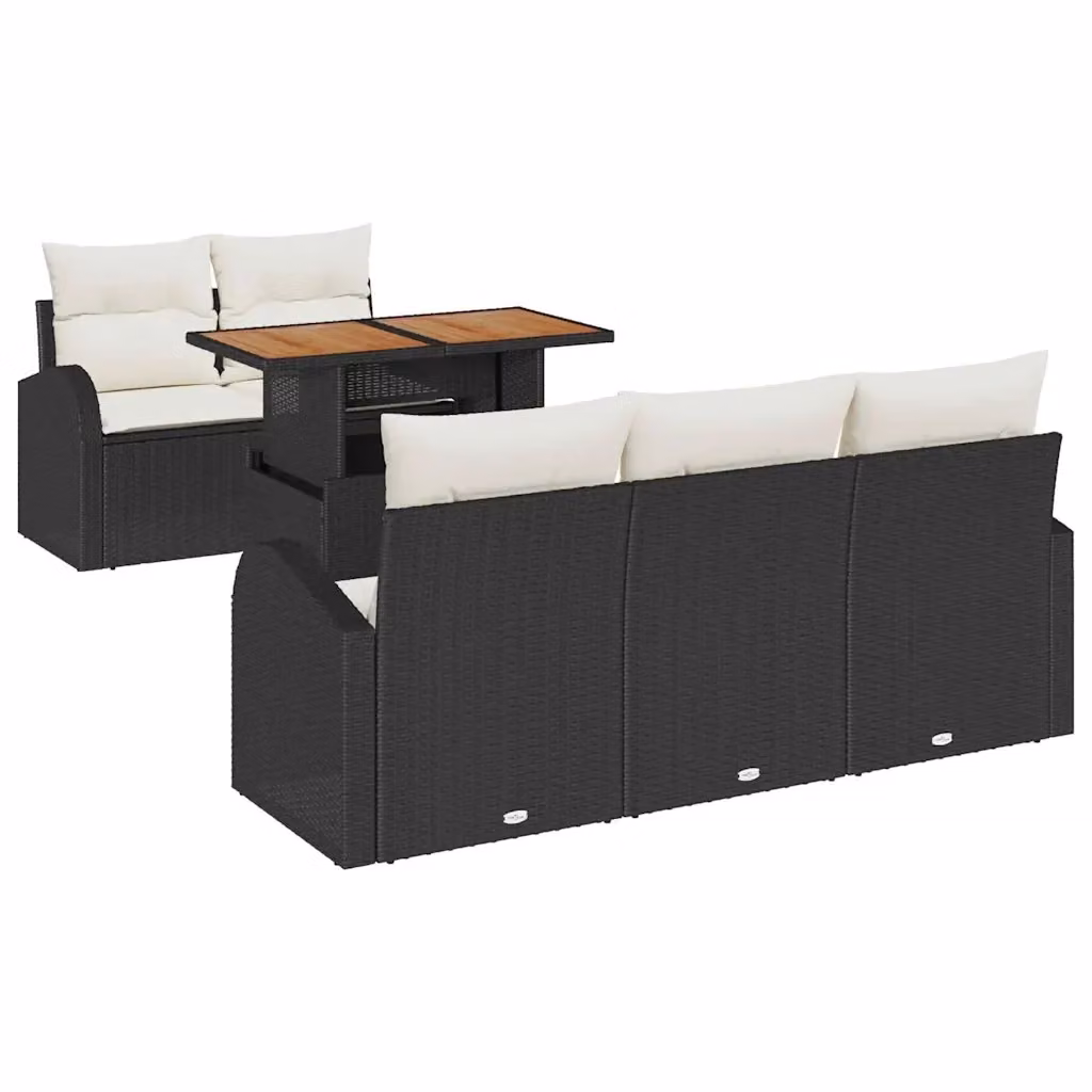 Set Divano da Giardino vidaXL 6 pz Moderno con Cuscini Nero e Beige – 2