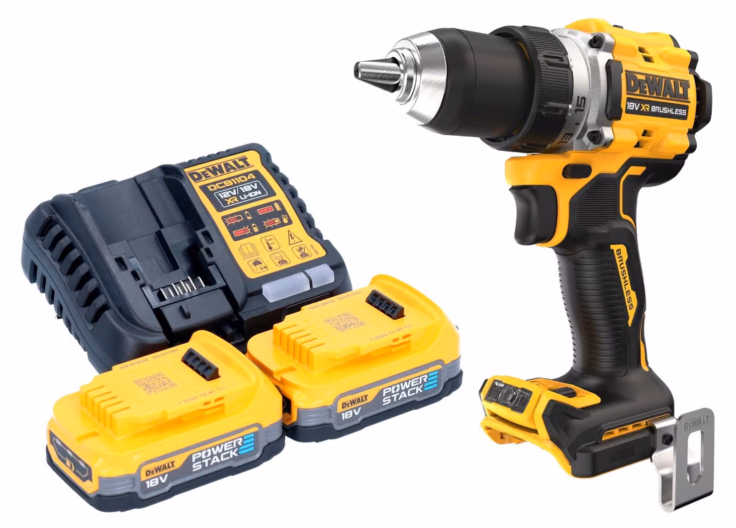 Trapano avvitatore a batteria DeWalt DCD 800 E2 18 V 90 Nm senza spazzole + 2x batteria Powerstack 1,7 Ah + caricatore