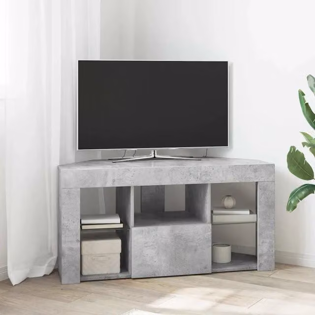 Mobile TV vidaXL con illuminazione LED integrata, design minimalista in legno, colore grigio, L 103 x P 40 x H 50 cm