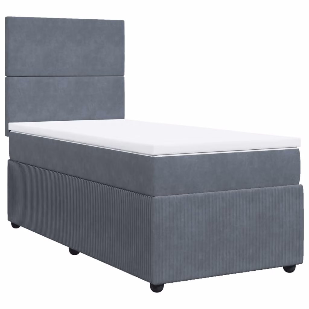 Giroletto a Molle con Materasso Grigio Scuro 100x200 cm Velluto