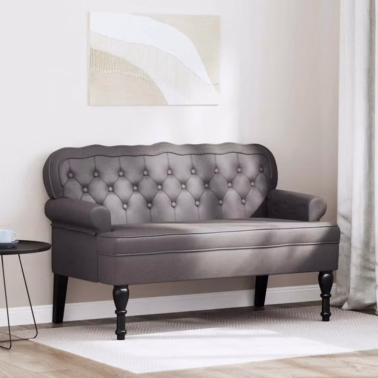 Panca Chesterfield vidaXL in pelle sintetica grigia L: 119,5 cm, P: 64,5 cm, H: 75 cm