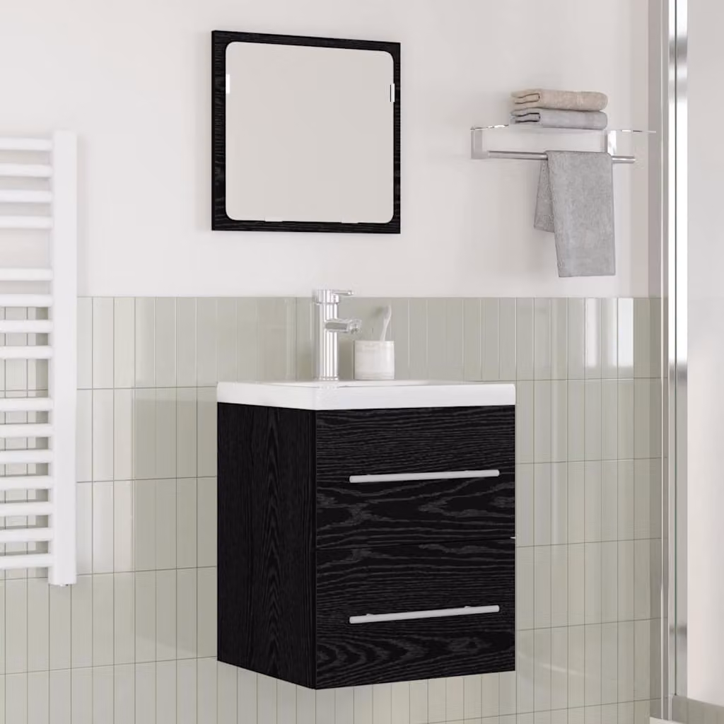 Armadio per lavabo da bagno moderno vidaXL in rovere nero, sospeso, L: 41 cm, P: 38,5 cm, H: 48 cm
