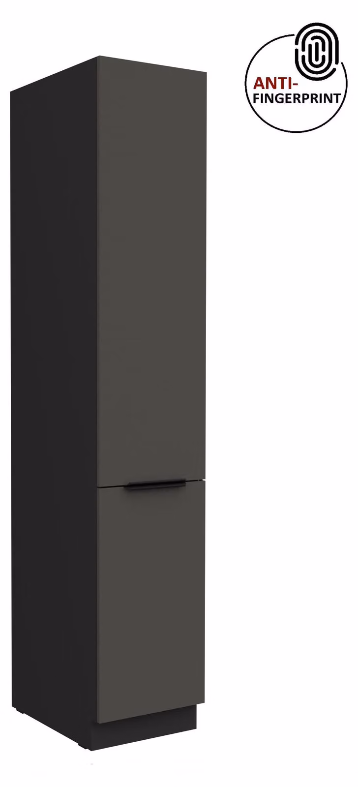 Credenza da cucina da 40 cm, cucina ARIA grafite ultra opaca + nero opaco, frontali di alta qualità con rivestimento anti-impronta, blocco cucina