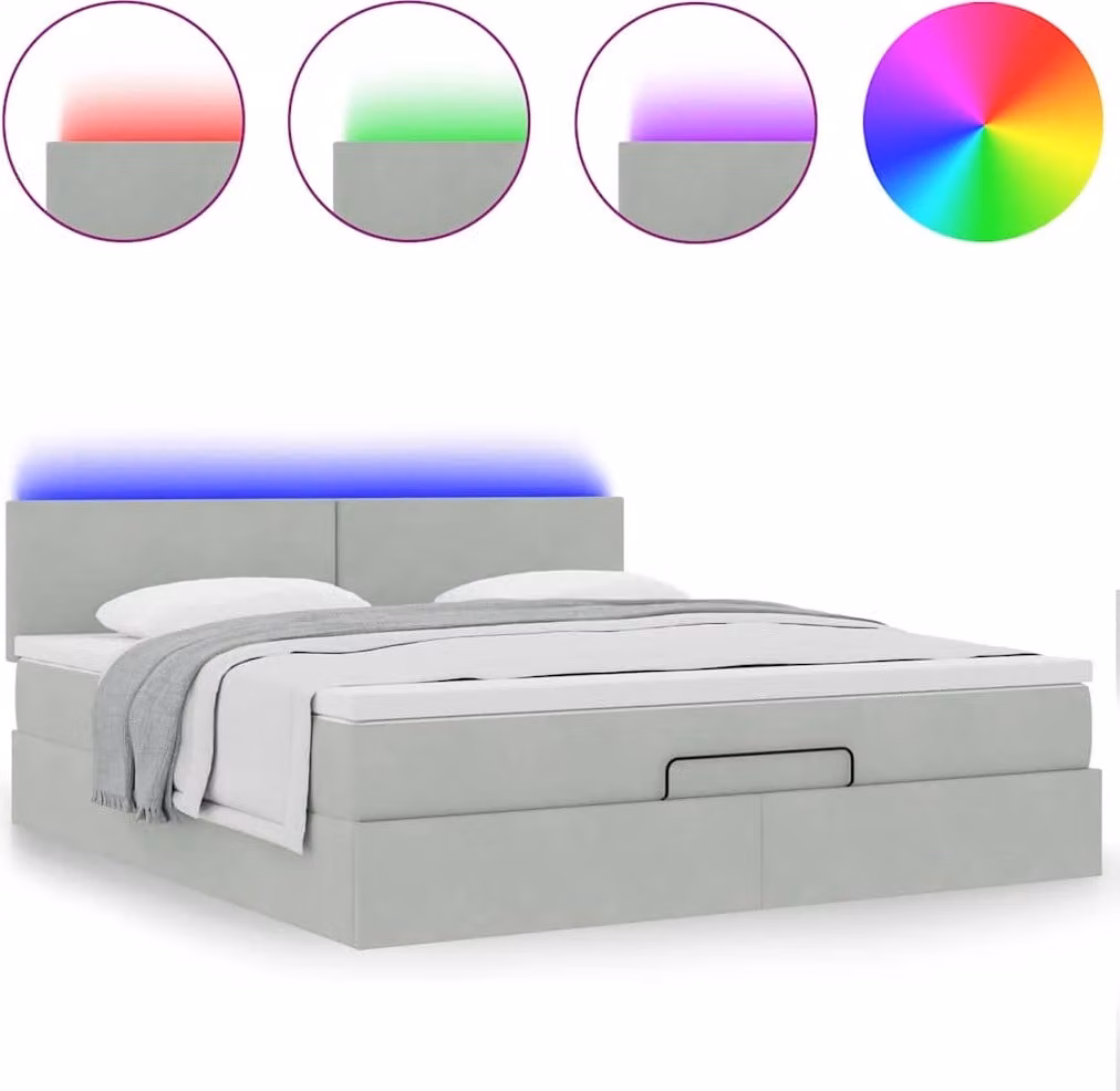 Struttura Letto Pouf con Materasso 160x200 cm in Velluto