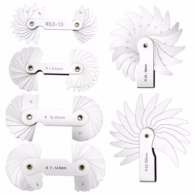 Set di 6 misuratori di raggio per superfici convesse e concave