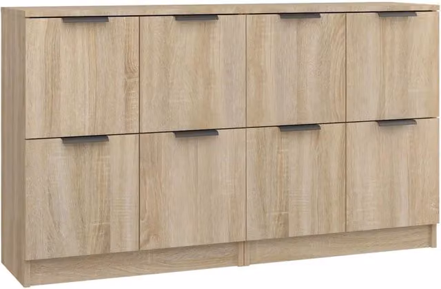 Set di 2 Credenze Madia e Buffet da pranzo in Legno Multistrato Rovere Sonoma, L 60 cm x P 30 cm x H 70 cm