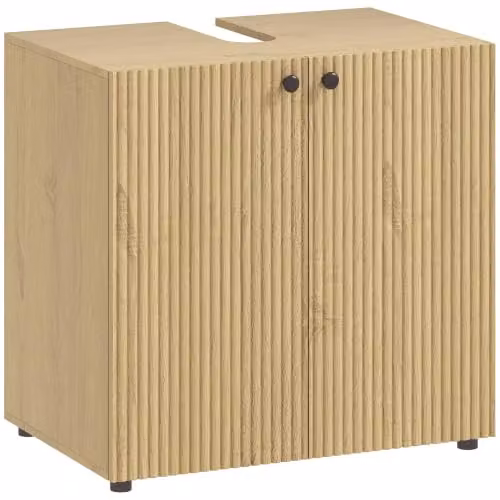 HOMCOM Mobiletto sottolavabo 2 ante 60x39,8x58,5cm effetto legno naturale